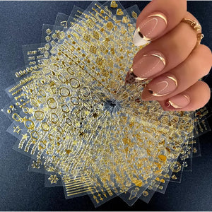 30PCS Nail Stickers, 3D Self-Adhesive Nail Decals