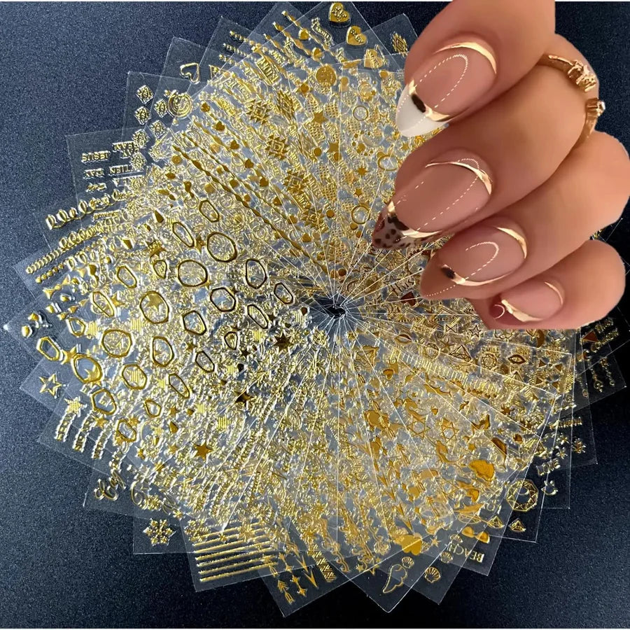 30PCS Nail Stickers, 3D Self-Adhesive Nail Decals