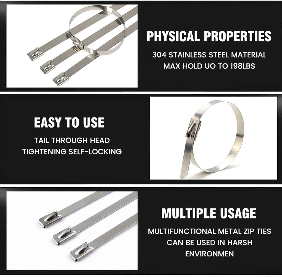 Reusable and Stainless Steel Cable Tie Buckle Strap