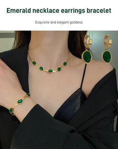 Emerald necklace earrings bracelet